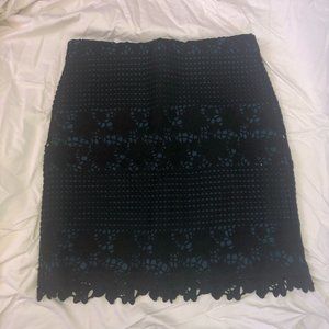 Ann Taylor LOFT Navy/Black Lace Pencil Skirt